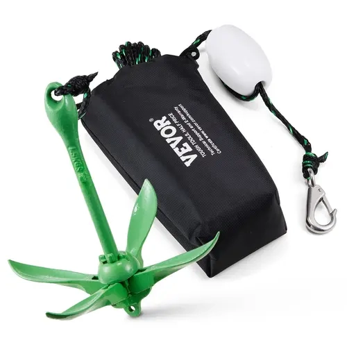 VEVOR Compact and Foldable Kayak Anchor Kit, 3.5 lb Boating Docking & Anchoring Equipment with 26.2 ft/8 m Marine-Grade Rope, Buoy, Storage Bag & Snap Hook, Easy to Carry Water Sports Accessory for Kayaks, Small Boats