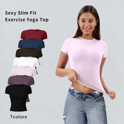 Tenwolf Women's Quick-Dry Tight Short-Sleeve Sports Top - Athletic Fashion Activewear, Workout Essential for Gym, Yoga, Everyday Tops