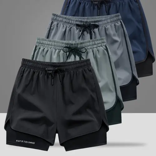 Men’s 4-Pack Tight Above-the-Knee Fitted Active Athletic Shorts - Solid Color, Clean Look, Spandex Stretch, Built-In Inner Liner, Hidden Pockets for Outdoor Workout, Running