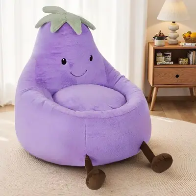 Eggplant Portable Lazy Sofa, Comfy Floor Chair for Living Room & Bedroom, Parent-Child Lounge Seating