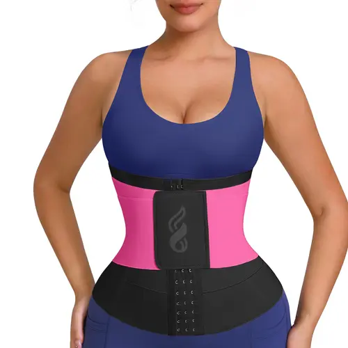 FeelinGirl Waist Trainer for Women Waist Trimmer Ab Belt with Triple Segmented Belt Hourglass Basic High Compression Shapewear Pink Halloween