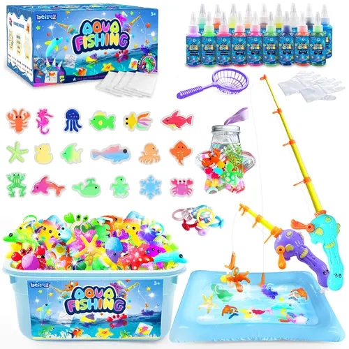 BEIREG Aqua Magic Elf Kit - BPA-Free 19 Vibrant Gels, 18 Sea Animal Molds, 300ml Glowing Gel, Color+Shape Learning Sensory Play Squishies Making Arts & Crafts Toy Gift for Kids Ages 5-12