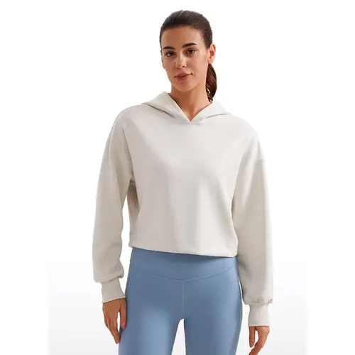 CRZ YOGA Womens SoftAura Cropped Hoodie Long Sleeve Hooded Sweatshirt Basic Workout Casual Pullover