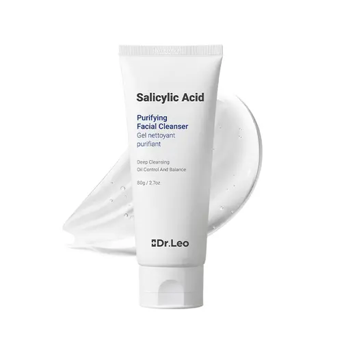 Dr. Leo Mild Salicylic Acid Gel Facial Cleanser - 80g Gentle Cleansing Facial Wash for Sensitive Skin, Smooth, Acne Care, Anti-Allergy, Deep Pore Care, Soothing, Oil Control, Non-Toxic, Fragrance-Free, Cruelty-Free