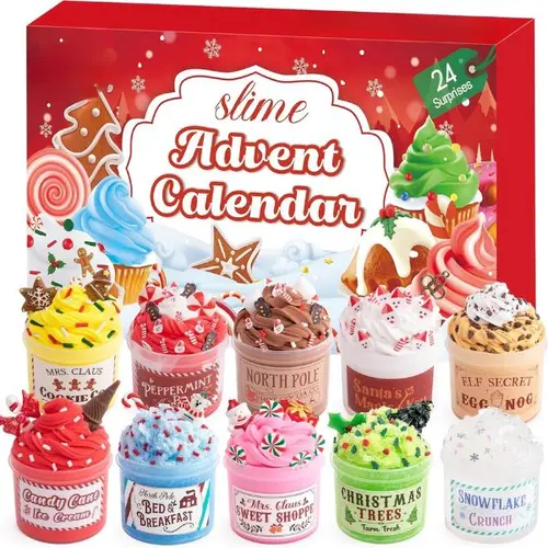 Christmas 2026 Advent Calendar -24 Days of Slime and Charms Kit - Valentine Countdown Calendars Gifts for Girls Boys Kids Teens Toddlers
