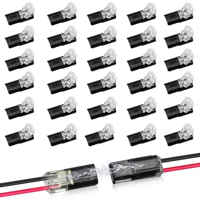 【DealsForYouDays】Double-Wire Plug-in Connector Led Light Strip Connectors 2 Pin, Low Voltage Wire Connector with Locking Buckle, Fast Connect Plugs Led Connectors for Strip Lights，Lead strip automotive wiring electricity Power Distribution Secure,Diy-YY