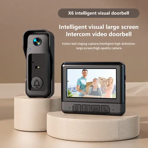 X6 Wireless Video Doorbell with Monitor, HD Camera, Rechargeable, Two-Way Audio, Night Vision, Waterproof, Plug & Play, No App Needed