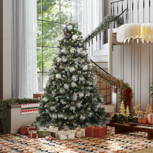YITAHOME 6FT Pre lit & Pre-Decorated Scotch Pine Christmas Tree, Christmas Tree Warm White/Multicolor Changing Lights for Home/Office
