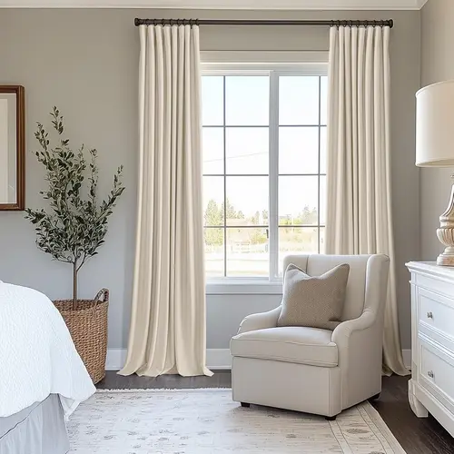 Inovaday | Blackout Curtains-2pcs Linen Curtains With Clip Rings For Bedroom, Livingroom, Ring/Rod Pocket Linen Blackout Curtains, Heat Insulation,Durability,Renter Friendly / Dorm Essentials,Home Decor,Home Essentials