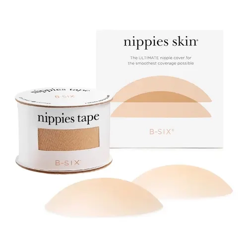 Nippies Women's Skin Adhesive + Boob Tape Duo Bundle - Soft, Smooth, Seamless, Slip-Resistant, Matte Finish Sheer Underwear Accessory for Dresses, Clothes, Flash, Style; Invisible Under Cam, Cutout Secure