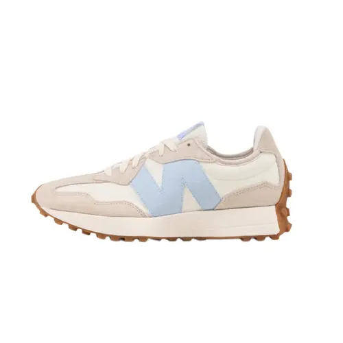 New Balance 327 Timberwolf Light Chrome Blue Women's Vintage Runner Look Sneakers - Suede/Nylon, Lightweight, Comfortable Traction, Casual Daily Lifestyle Gym Walking Footwear