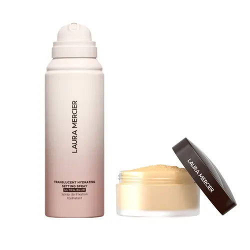 Laura Mercier Set and Forget Bundle - Includes Setting Spray + Translucent Loose Setting Powder for a Flawless and  Hydrating Finish, Airy Mist Matte Cosmetics Makeup