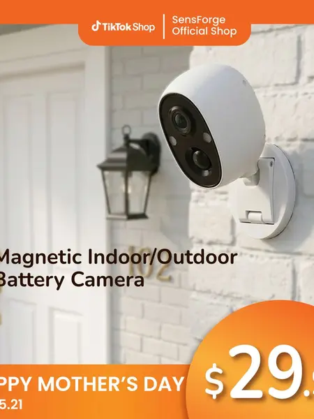 SensForge 2.5K Magnetic Security Battery Camera, Dual-Band WiFi Free AI Human & Pet Detection, Spotlight Color Night Vision, Magnetic Mount, Optional AI + Storage Upgrade  reliable surveillance camera summervibes☀️