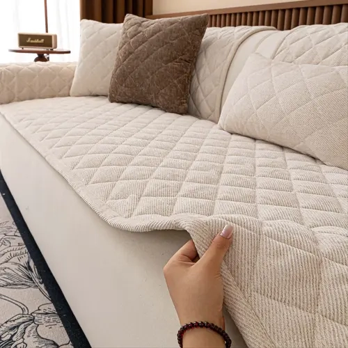 Check pattern Sofa Cover, Slipcovers For Couches And Sofas, Quilted Non Slip Couch Protector Pad, Washable Sofa Slipcover, Reusable Couch Protector, Pet Friendly Scratch Resistant Sofa Mat for Large Sofas