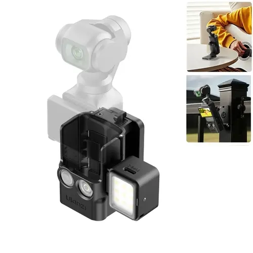 Ulanzi PK15 Magnetic Base Expansion Stand for DJI OSMO Pocket 3 Gimbal - 180° Flexibility Swivel Adjustable Metal Holder, Cold Shoe, Stick-Compatible, Instant-Attach, Memory Storage Support, Strong Magnet Grips Metal, Content Creator Device Accessory