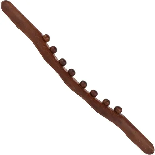 Brown Carbonized Natural Wood 8-Bead Handheld Manual Massage Stick, Ergonomic Meridian Dredging Roller Tool, Effective Muscle Soreness And Tension Relief Massager, Multi-Functional Beauty Personal Care Tool For Full Body Daily Relaxation At Home