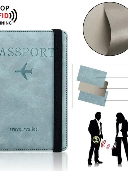 RFID Blocking Passport Holder - PU Leather Travel Wallet with SIM Card Slot & Document Pockets |   Anti-Theft ID Protector for International Travel