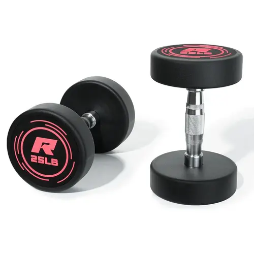RITFIT Pink PVC-Coated Round Dumbbell Set Pairs - Anti-Skid Grip, Noise Reduction, Durability, Balanced Weight Distribution, Floor Protection - Women’s At Home Gym Equipment for Resistance Training, Home Workout Gear