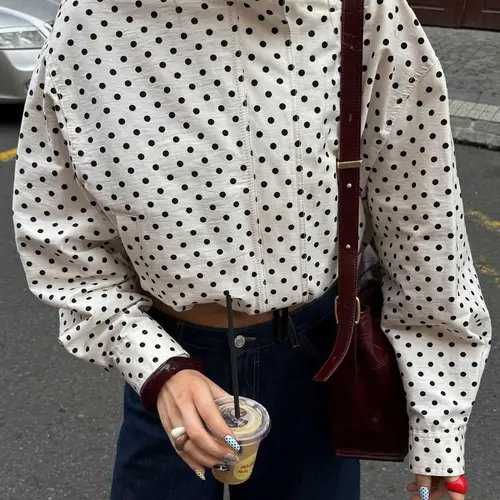 Women's Polka Dot Blazer Jacket Casual Chic Outerwear Street Style Spot Summer Yellow Brown Pink Design Fashionable Long Sleeve Top for Casual & Vacation Wear Casual Outerwears