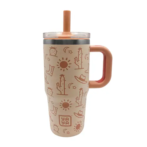 YAYA My First Travel Tumbler for Toddlers, Assorted Patterns, 12oz - Portable, Stainless Steel Tumbler with Silicone Straw, Leak-Proof Lid, Insulated for Cold Drinks