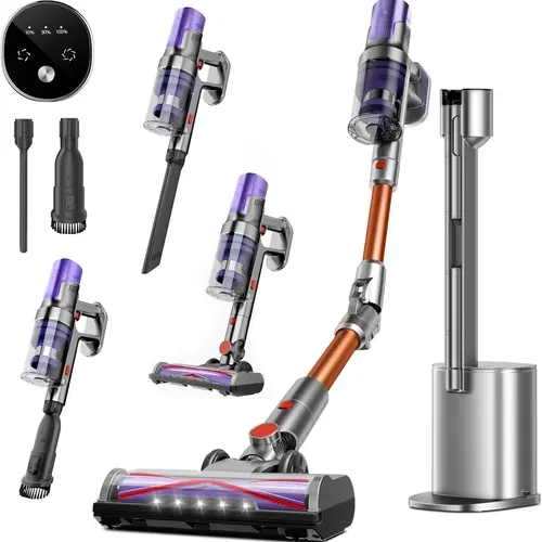 XBEAUTY RS545 3-in-1 Cordless Stick Vacuum - 400W Motor Portable Vacuum Cordless with Automatic Dirt Disposal Dust Bin, Rechargeable Upright Auto Cleaning Floor Cleaning Tool for Home Pet Hair, Hardwood Floors