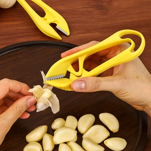 Stainless Steel Dual-Blade Garlic Peeler, Ergonomic Manual Peeling Utensil, Quick-Clean Tool for Bulbs & Onions, Compact Size Fits Small Drawers