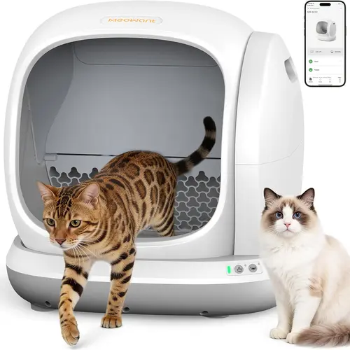 Meowant 75L Large Smart Automatic Self-Cleaning Cat Litter Box with Pee Guard, Odor Removal, Anti-Pinch Design, Easy Installation, App Control, 38db Quiet Run, for Multiple Cats (Clay/Bentonite/Saponite Compatible)