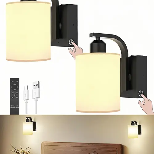 Fall Deals For You - Battery Operated Wall Sconce Set of 2 - 6000mAh Rechargeable ABS Plastic Lights with Touch & Remote Control, Ambient Aesthetic Neutral Black Gold Accent Fixtures for Bedroom Living Room, Ambient Wall Lighting Fixtures