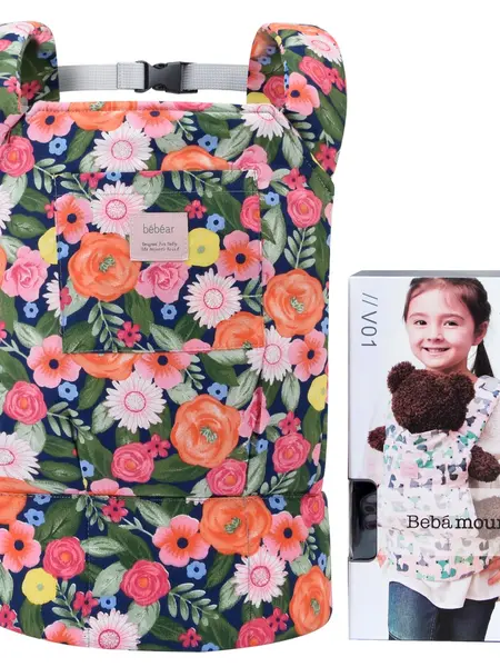 Bebamour Unisex Floral Print Cozy Wrap Carrier for Reborn Baby Dolls, Safe Carry Accessory, Comfortable Toy, Christmas Gift for Enthusiasts