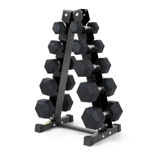 RITFIT 60lb-300lb Hex Dumbbell Gym Sets with A-Frame Space-Saving Storage Rack, Rubber-Coated Weights, ABS Anti-Slip Covers, Home Fitness Equipment for Muscle & Resistance Training