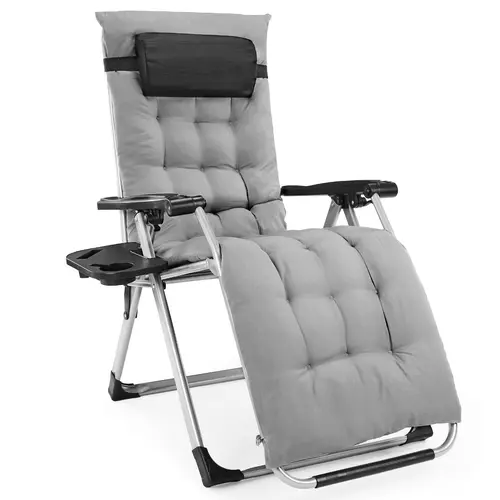 Adults' Zero Gravity Folding Outdoor Recliner Chair - Outdoor Chair with Cup Holder Trays, Removable Cushion, Supportive Sitting for Beaches, Indoor Use