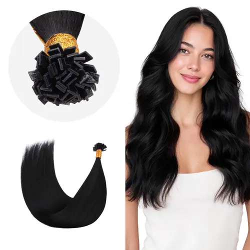 GOO GOO K Tip Hair Extensions Real Human Hair 14-24inch 50G K tips & Mini K tips extensions Keratin Bond Hot Fusion Pre Bonded Hair Extensions Flat Tip Natural Straight Remy Hair Extensions for Women #sohochic #TikTokShopFallDealsForYou