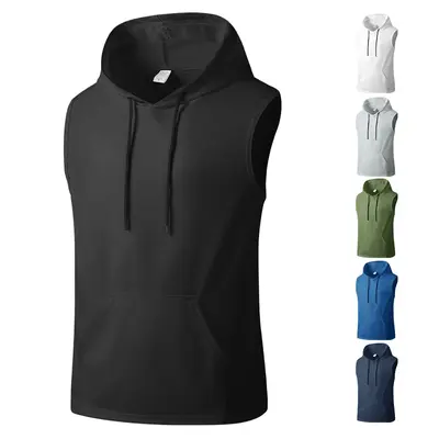 Men's Loose-Fitting Quick-Dry Lightweight Hooded Sleeveless Tank Top - Drawstring Active Sportswear, Breathable Gym Running Vest for Summer Athletic Training Apparel