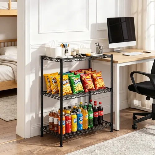 【Mini Storage Rack】Raybee 3-Tier Storage rack for Kitchen & Laundry Room,Adjustable Storage Shelves,Storage Shelving Organizer Units,23.6''L×13.8''W×30''H,Standing Shelf Units