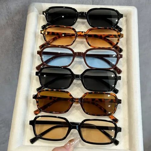 Unisex Fashion Retro Square Framed Sunglasses, Small Frame Design, Suitable for Daily Wear, Pack of 6 Pairs, Stylish Eyewear for Men & Women, Vintage Square Sunglasses, Fashionable Sunglasses