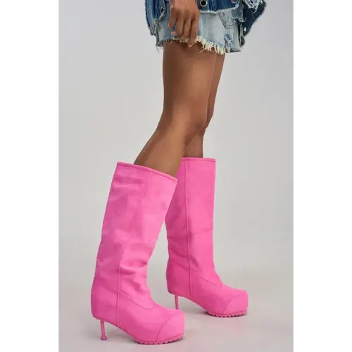 AZALEA WANG CLEDQYN PINK SUEDE STILETTO BOOT