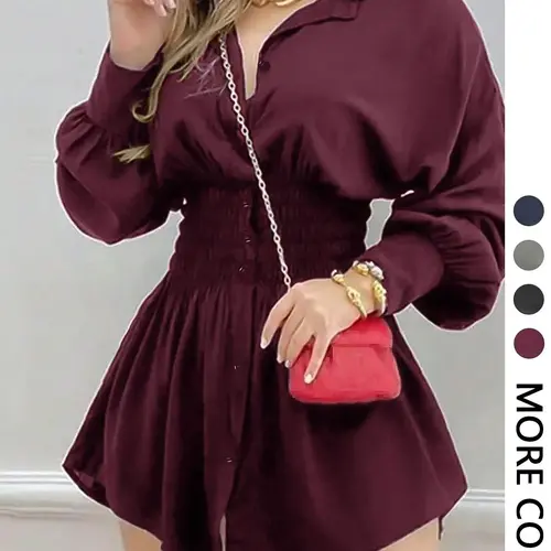 Women's Fashion Plain Fitted Long Sleeve Shirt Blouse, Casual All-Season Wear, High-Quality Material, Perfect for Daily Outing