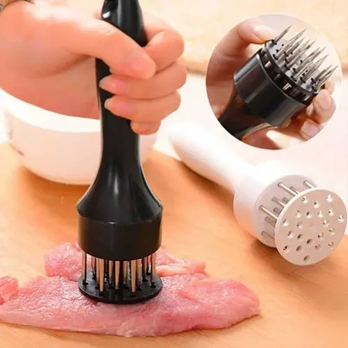 Stainless Steel Heavy Duty Meat Tenderizer Hammer - Functional Hammer Form Kitchen Utensil, Sharp Needle Points, Easy Grip Handle for Cooking, Flattening Steak, Juicier Meat Bites, Nuts & Garlic Crush