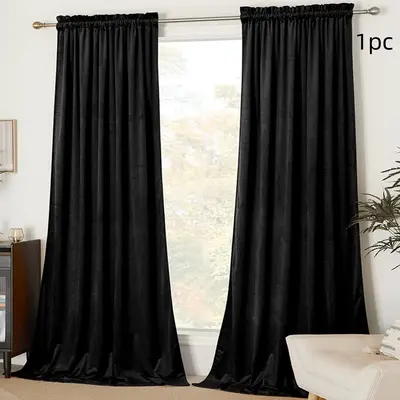 Thick Velvet Thermal Blackout Curtains, Thermal Insulated Curtain, Heavy Curtain Winter-Proof Light Blocking Noise Reduction Double Layer Drapes, Energy Saving for Bedroom & Living Room, Room Decor Curtain