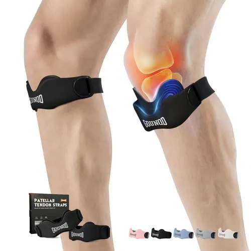 GOUNOD Unisex Adjustable Upgraded Wraparound Patellar Belt - Double-Knot Knee Sleeve with Double Silicone Pads, 75° Textured Interior for Pressure Cushioning, Enhanced Support, Hand Wash, Climbing Stairs, Hiking (2026 Gift)