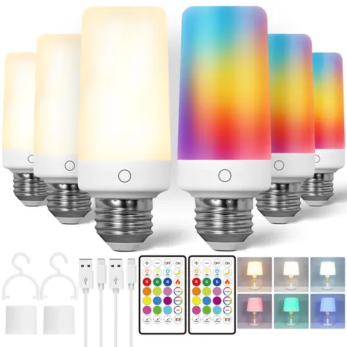 DEBAOBULB RGB Multicolored Light Emergency Bulb - E26 Base, 9W, 120V, 1800mAh Battery, 10-100% Dimming, Adjustable RGB Lighting, Remote Control, 12 Colors, 5 Modes, Auto-On Blackouts, Energy-Saving, Certified Safe for Power Outages/Parties