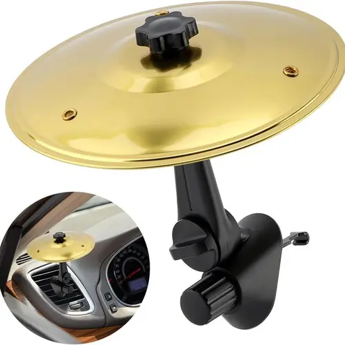 Joytutus Golden Clip-On Mini Drum Cymbal Car Air Vent Accessory - Easy Installation, Secure Attachment, Durable Tool for Percussion Musical Instruments Enthusiasts, Unique Birthday Gift for Him