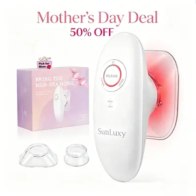 Sunluxy 3-in-1 Red Light Therapy Cupping Machine for Facial Firming & Skin Rejuvenation, Battery Powered with 3 Suction Levels, Relaxing Selfcare Gift for Women