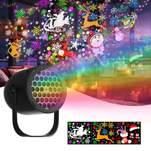 JOYTUTUS Compact Color-Changing LED Dynamic Stage Projector - USB 5V/1A, 16 Patterns, Snowflake Projection, Ambient Lighting, Indoor/Outdoor, Car & Home Use, Christmas Decorations Indoor
