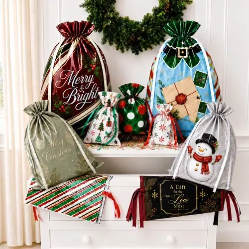 50PCS Christmas Gift Wrapping Set (25 Colorful Bags + 25 Tags) – Random Patterns, Say Goodbye to Single-Style Gift Bags, Perfect for Holiday Gifts