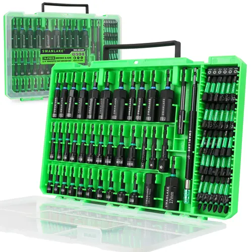 Magnetic Nut Driver Set for Impact Drill Metric & SAE, 74 or 41 Piece, Impact Socket Adapter, Power Bits with Magnetic Holder, Wing Nut Driver, Universal Socket, 1/4'' Quick-change Bit Extension, Christmas Gift,father'sdaygifts