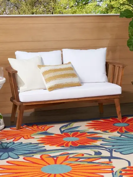 Nourison Aloha Daisy Floral Area Rug, Flatweave Outdoor Option for Living Room, Rugs For Living Room
