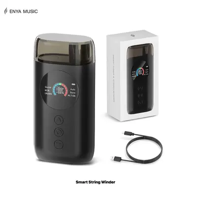 【Enya Smart Automatic Guitar Tuner】Full-color LCD Screen - Metronome & String Winder - For Electric Guitars, Acoustic Guitars, Ukulele, Banjo, Mandolin, Black(ST1), Christmas Gift, TikTokShopHolidayHaul
