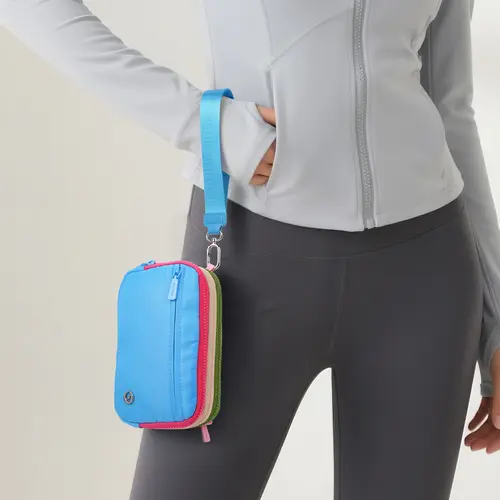 Kadynow CN6051 Women's Chic 3-Layer Contrast Color Lightweight RFID Waterproof Polyester Casual Waist Bag - Crossbody Belt Bag, Accessories for Women, Everyday Phone Pouch for Back to School