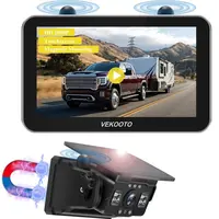 VEKOOTO VK7 Pro Magnetic Solar Wireless Backup Camera, 7'' IPS Touchscreen Monitor HD1080P No Wiring 15,800mAh Rechargeable Camera System for Hitching Gooseneck Horse Trailer RV Camper Car Truck Farmer